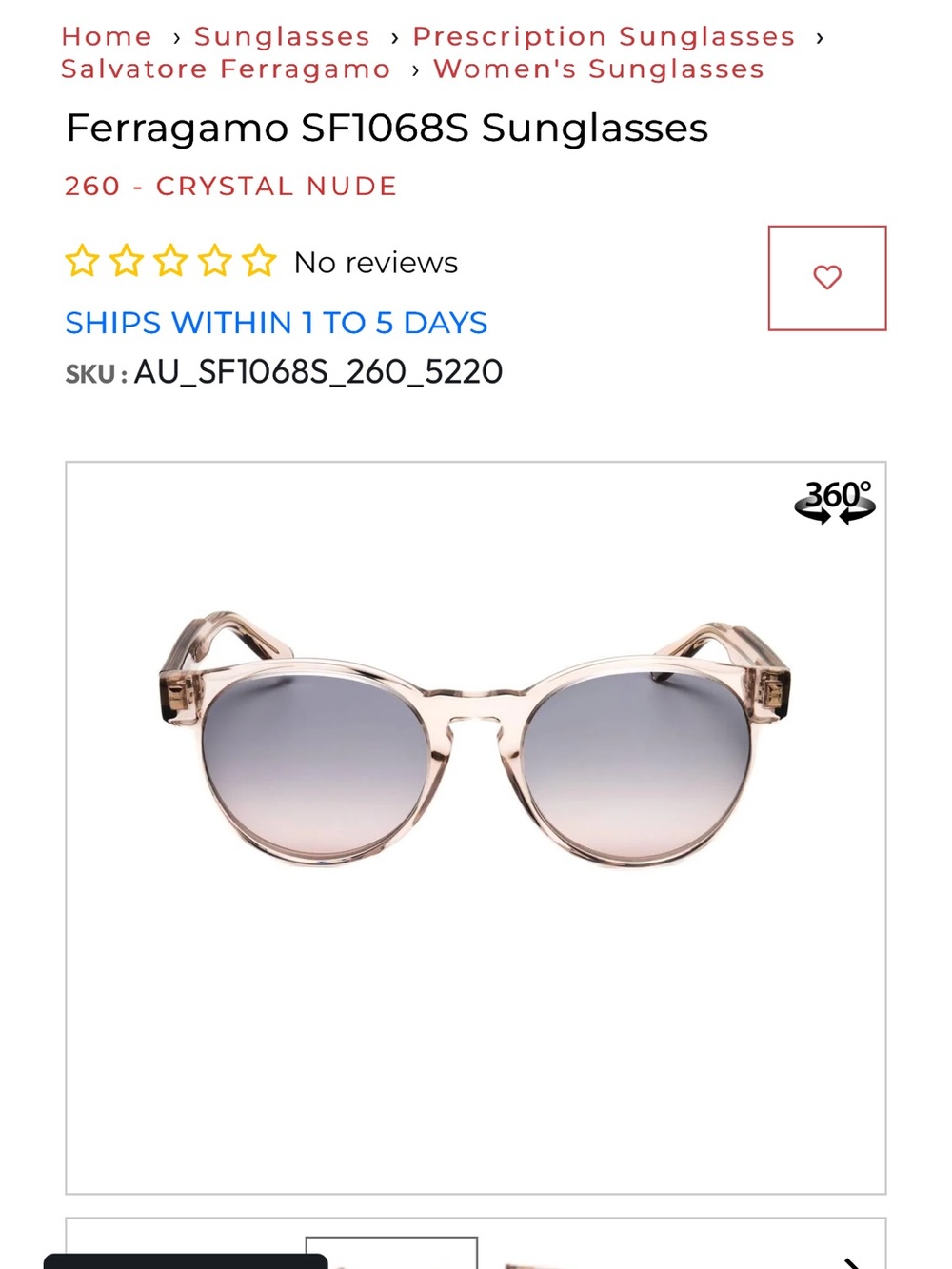 Salvatore Ferragamo Crystal Nude Round Sunglasses with Gradient Gray Lenses